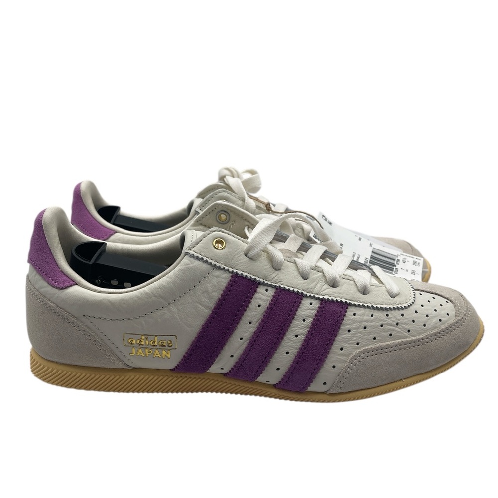 NWT adidas Japan Leather Sneakers in White and Purple with Gum Sole